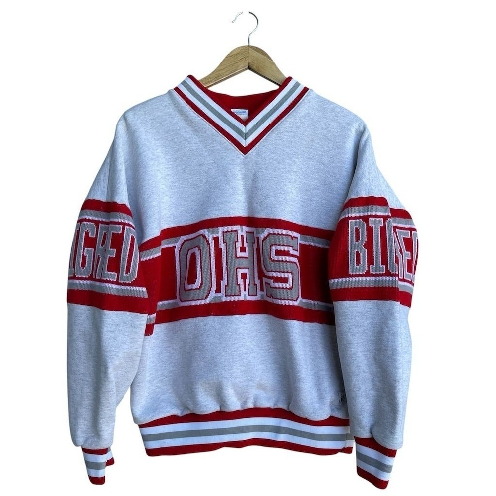 Vintage Varsity "BIG RED" Graphic Sweatshirt Unisex One Size Red Pullover